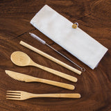 Bamboo Take Along Flatware Roll.
