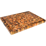 Teak Checker Chopping Block with Hand Grips and Gutter